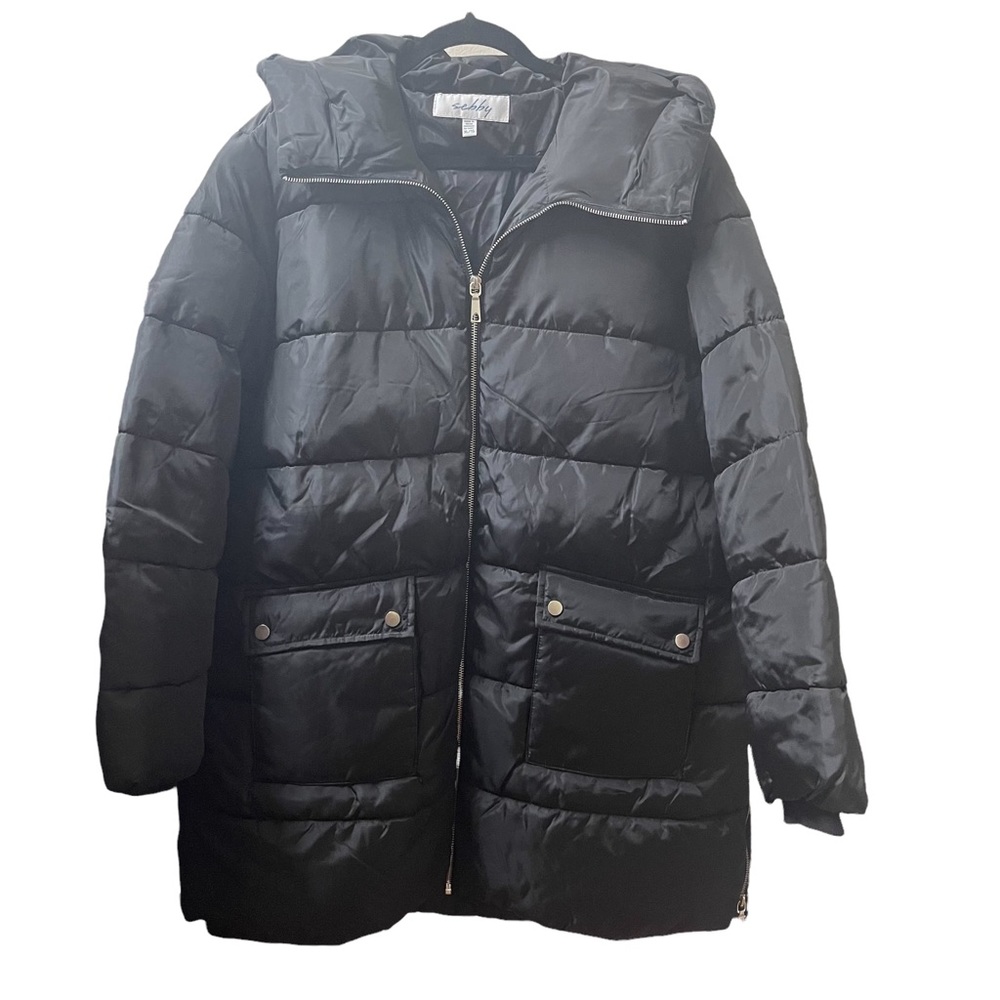 Sebby Hooded Black Puffer Coat - Picture 2 of 5